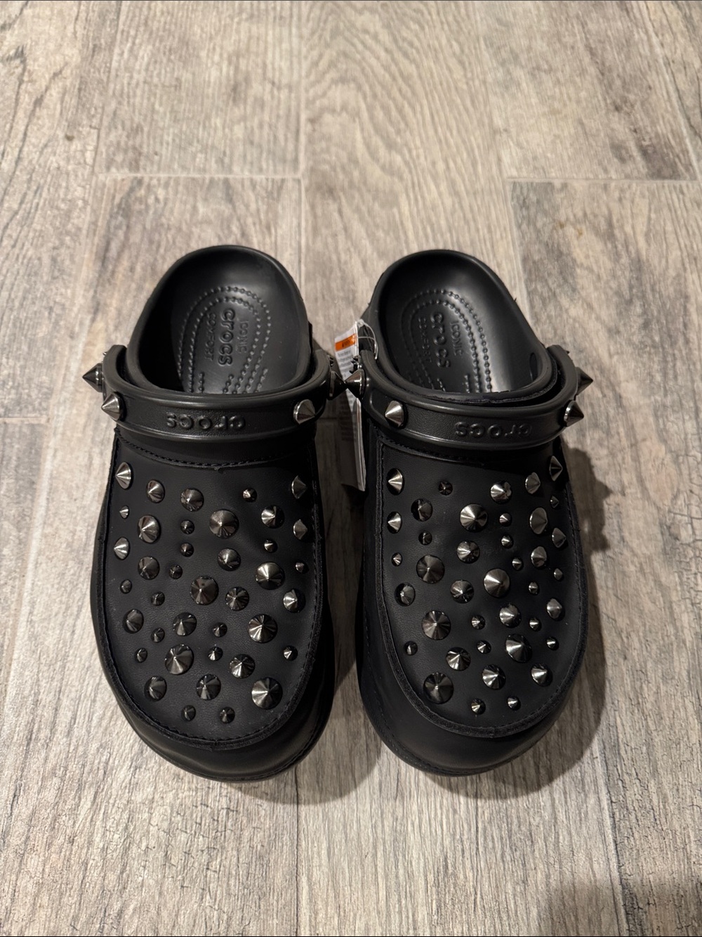 CROCS Black Studded Classic Clog with Silver Spikes